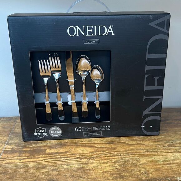 Oneida Flight 18/10 Stainless Steel 65pc. Flatware Set Service for 12 - Picture 1 of 6